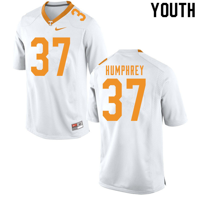Youth #37 Nick Humphrey Tennessee Volunteers College Football Jerseys Sale-White - Click Image to Close